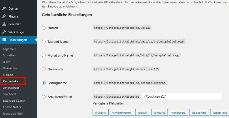 WordPress SEO Permalink Struktur WordPress SEO Permalink Struktur
