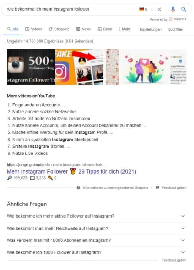 Featured Snippets vermischt Featured Snippets vermischt